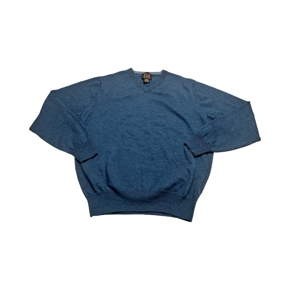 Jos.A.Bank Mens Blue 100% Italian Merino Wool V-Neck Sweater preppy old money